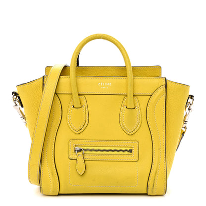 Celine Drummed Calfskin Nano Luggage Citron 1 of 20