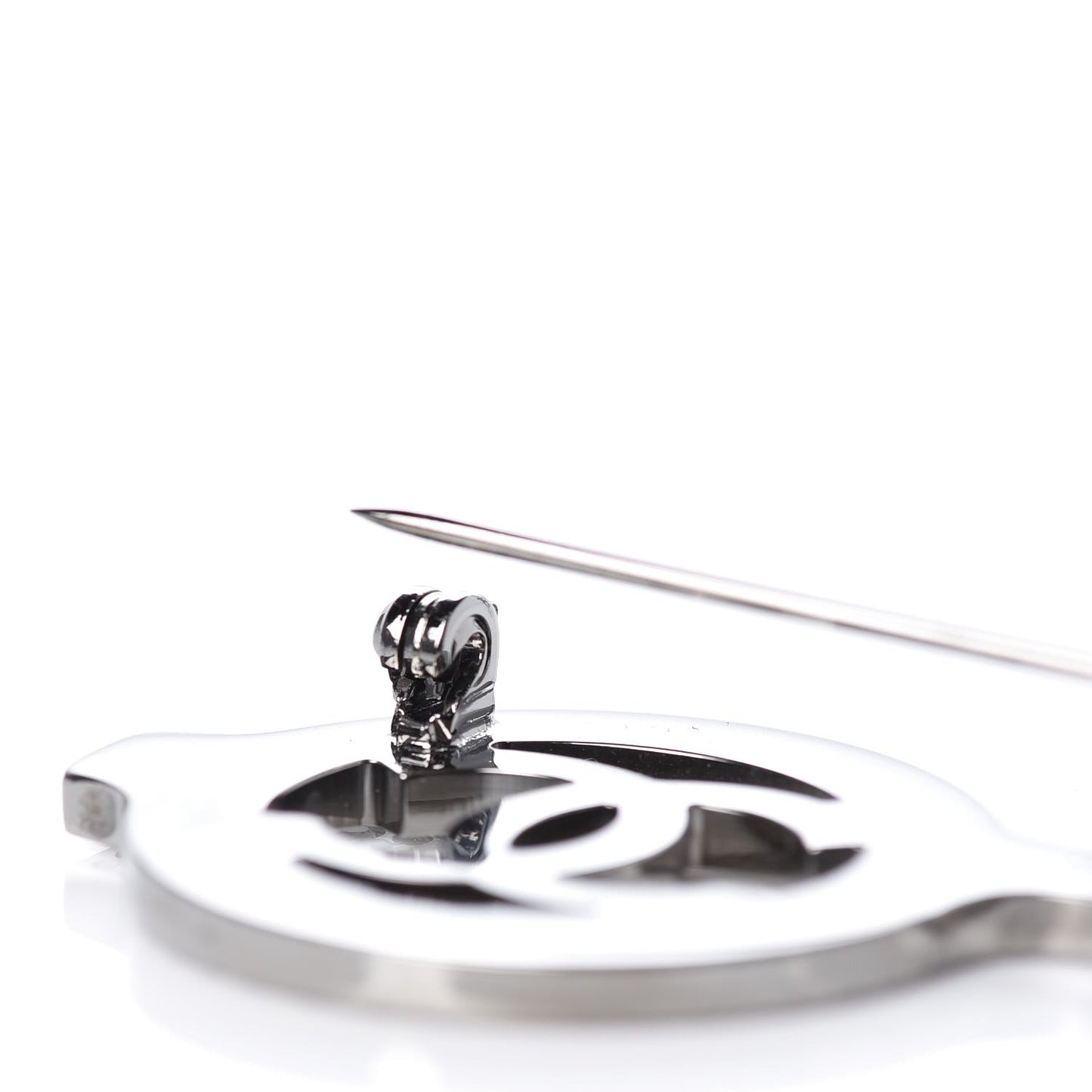 Crystal CC Sunglasses Brooch Silver