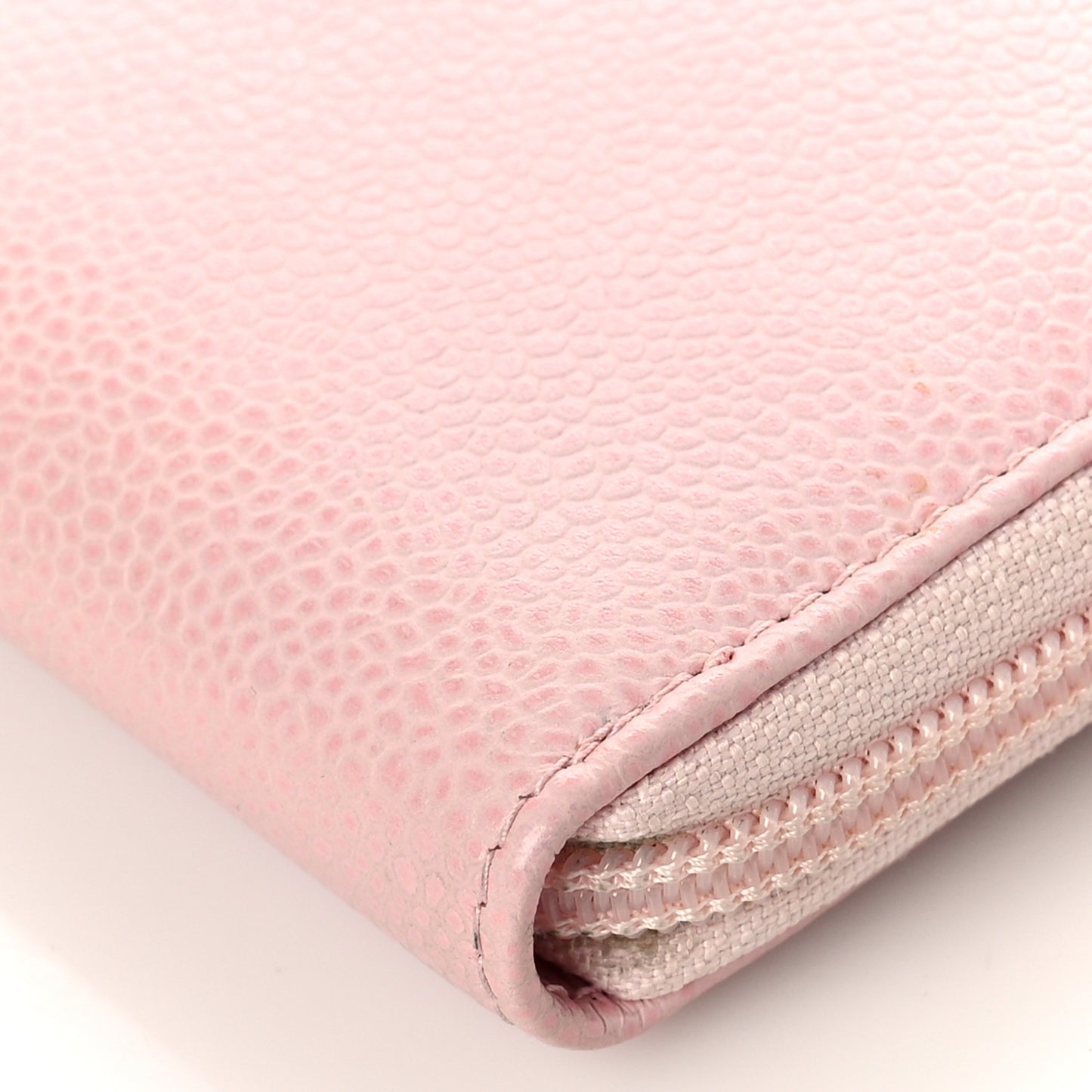 Caviar Large CC Timeless Zip Around Organizer Wallet Light Pink