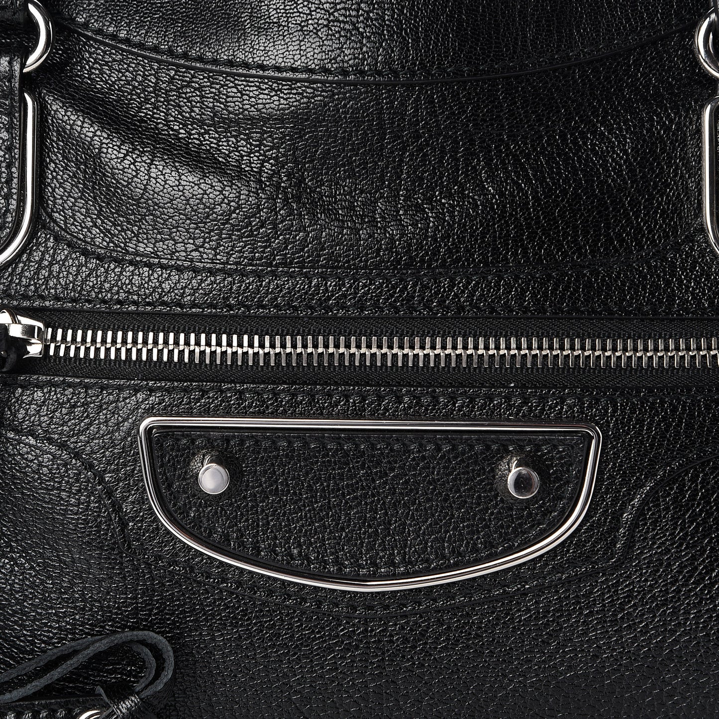 Chevre Silver Metallic Edge Hardware City Black