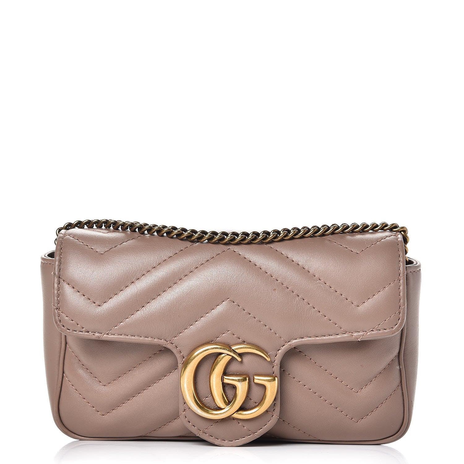 Gucci Calfskin Matelasse Super Mini GG Marmont Shoulder Bag Porcelain Rose 1 of 11