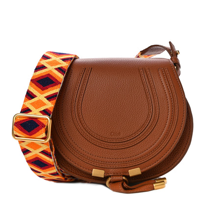 Chloe Calfskin Embroidery Mini Marcie Round Crossbody Bag Tan 1 of 13