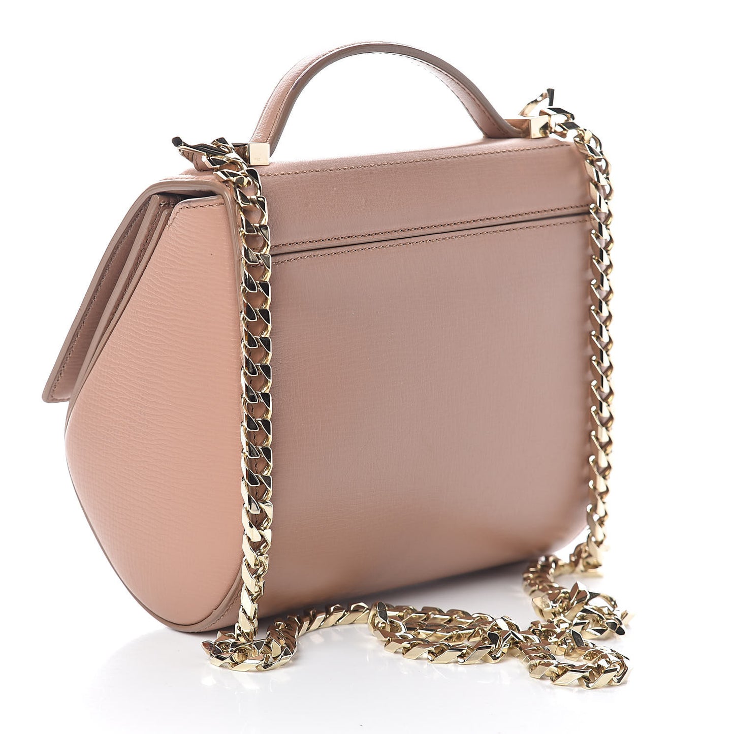 Textured Calfskin Mini Pandora Box Chain Crossbody Bag Old Pink