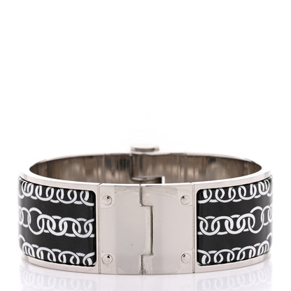 Hermes Enamel Printed Wide Balades Equestres Positif Negatif Hinged Bracelet S Black 3 of 6