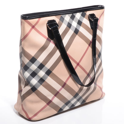 Burberry Patent Nova Check Portrait Tote Black 3 of 10