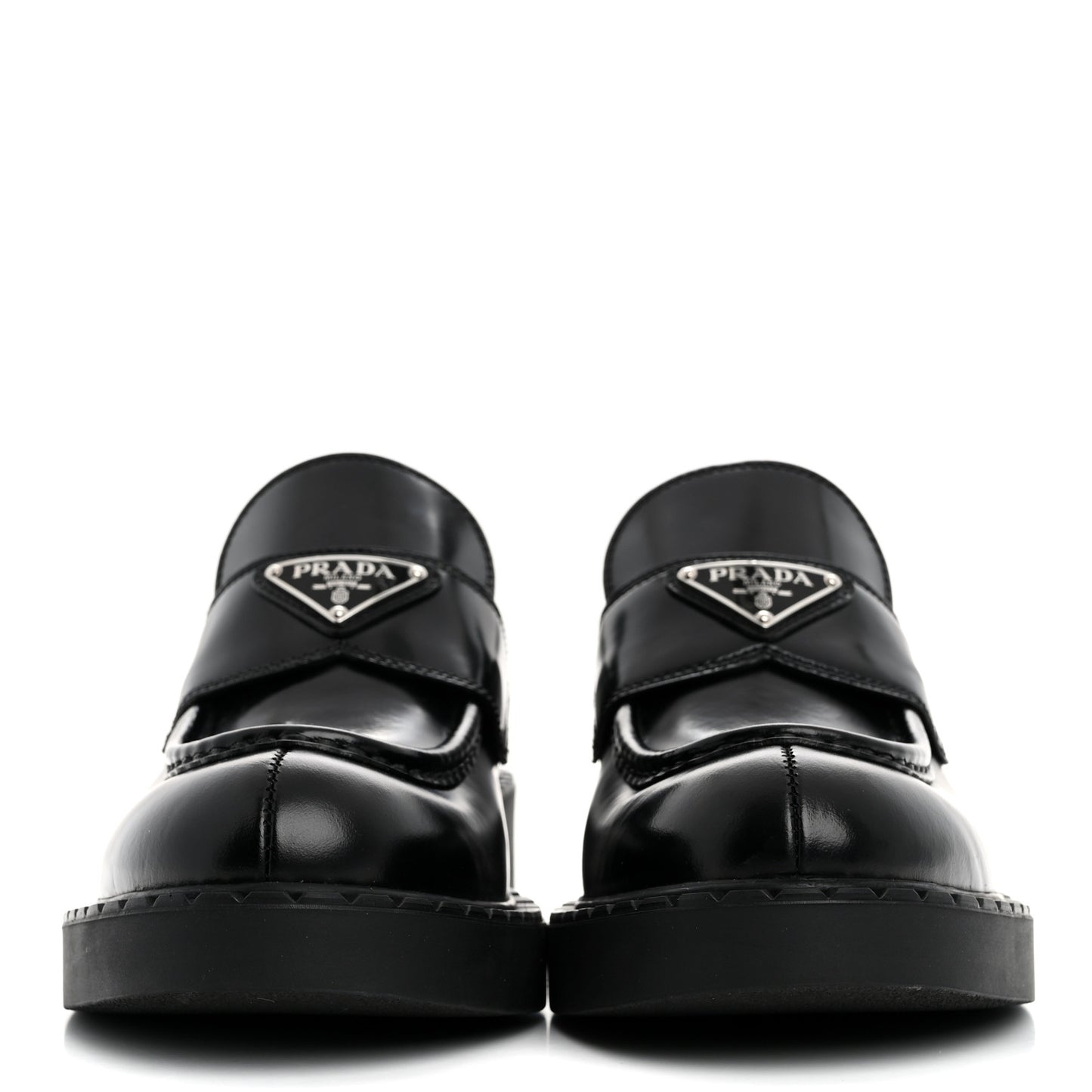 Spazzolato Metal Triangle Logo 50mm Loafers 39 Black