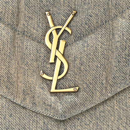 Saint Laurent Denim Quilted Small Loulou Puffer Monogram Chain Satchel Azur 7 of 9