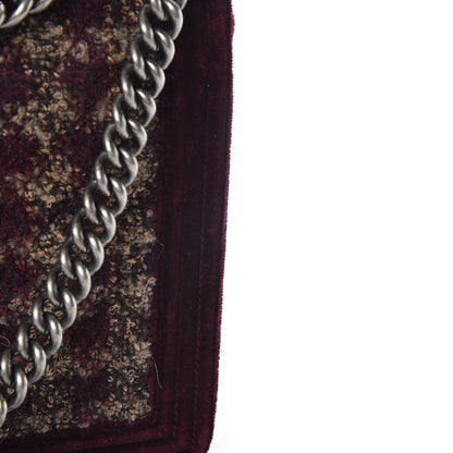Chanel Velvet Tweed Large Boy Flap Burgundy 18 of 20