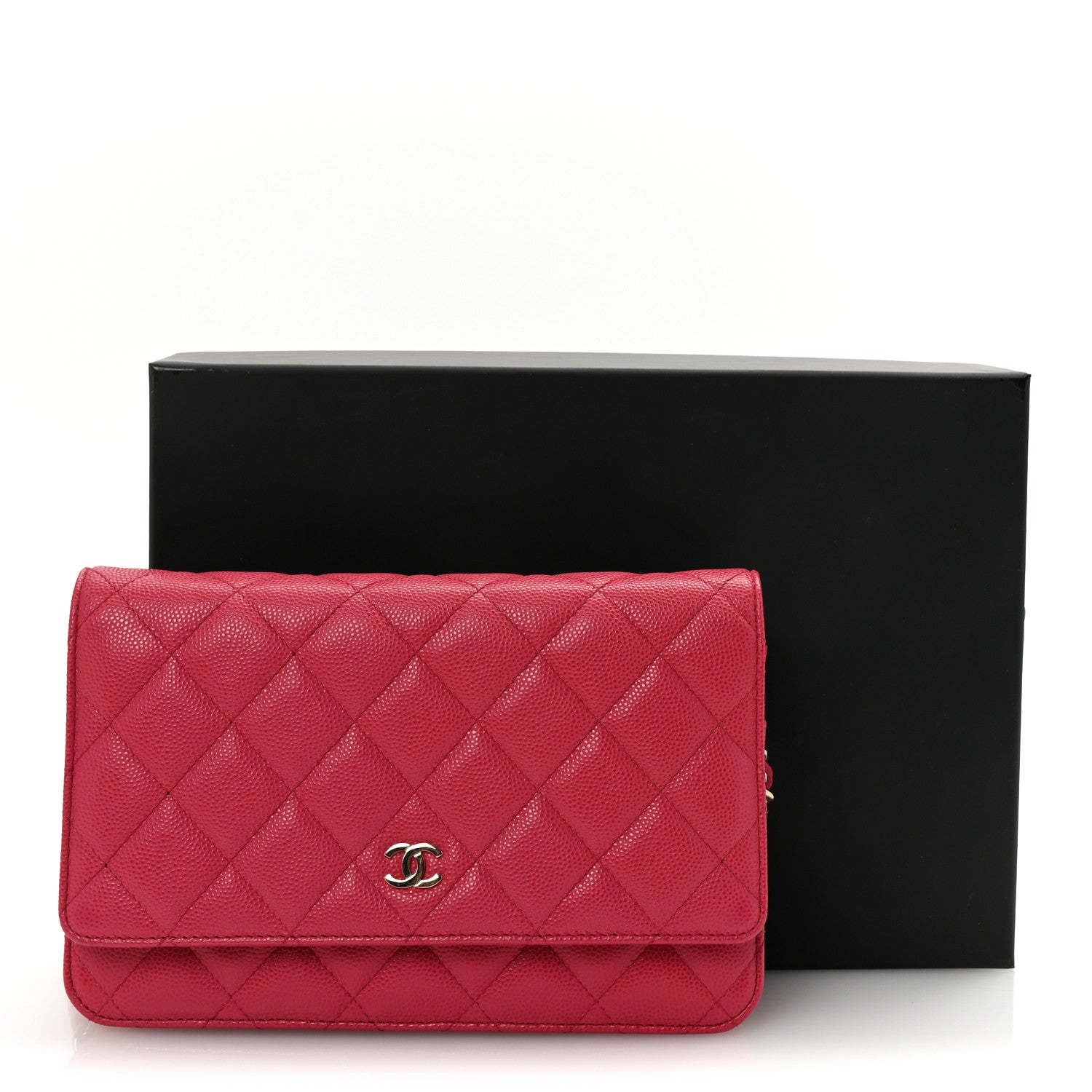 Chanel Caviar Quilted Wallet on Chain WOC Dark Pink 12 of 12