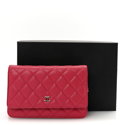 Chanel Caviar Quilted Wallet on Chain WOC Dark Pink 12 of 12