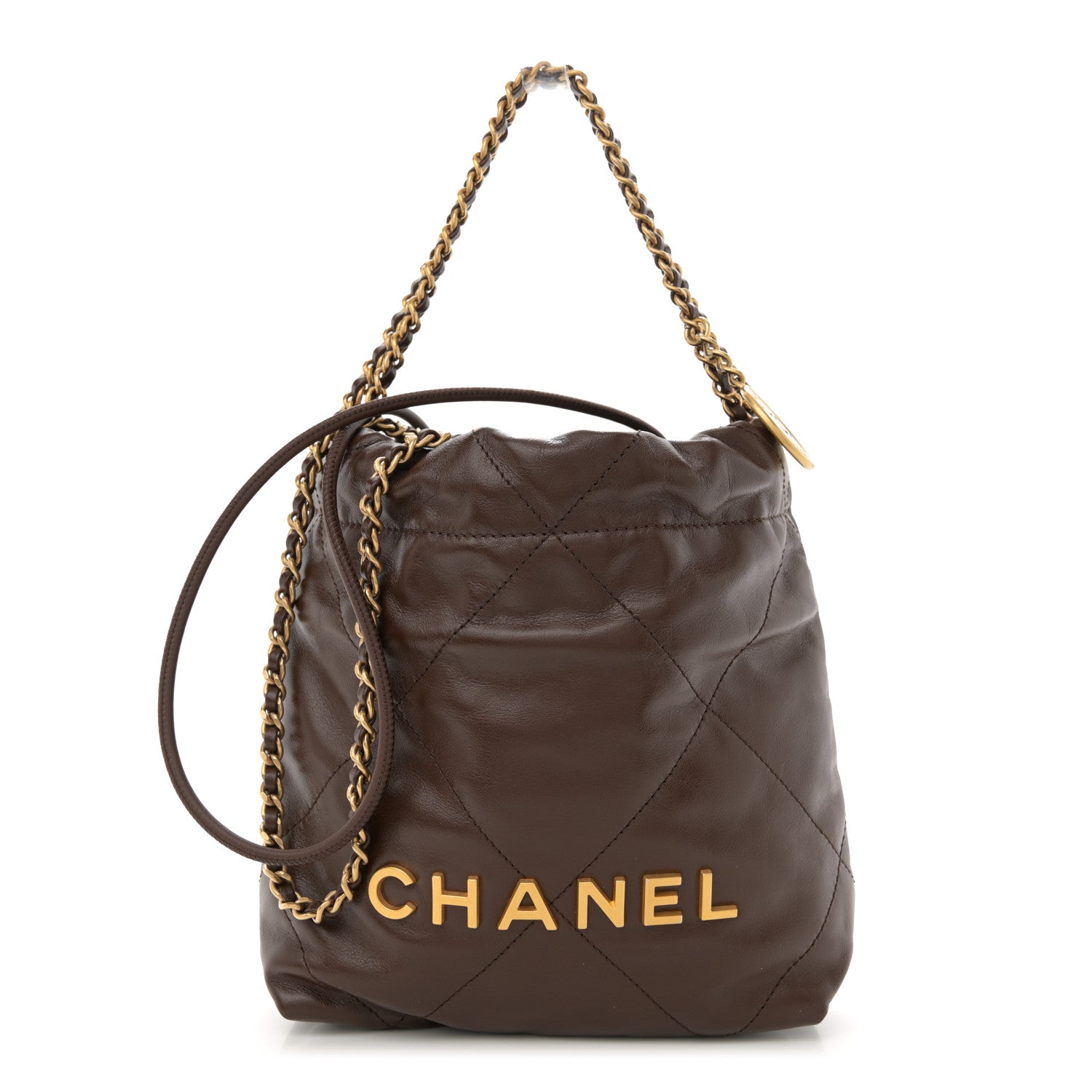 Chanel Shiny Calfskin Quilted Mini Chanel 22 Brown 1 of 11