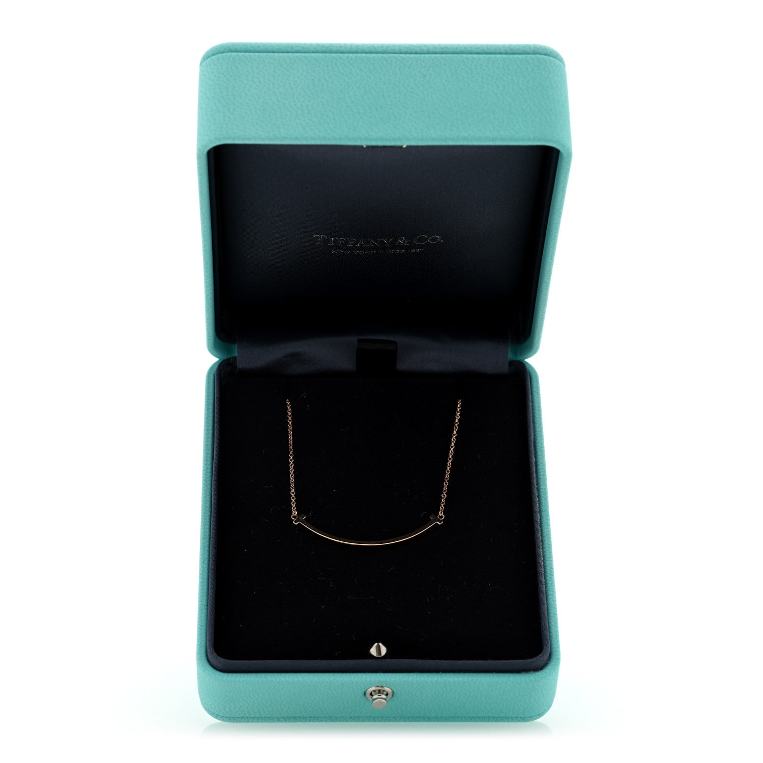 Tiffany 18K Rose Gold Small T Smile Pendant Necklace 5 of 5