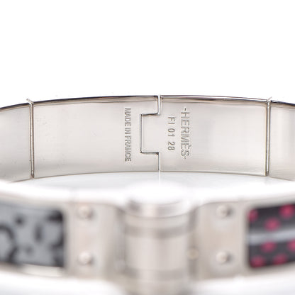 Hermes Enamel Printed Narrow Baobab Cat Hinged Bracelet M Faux Gris 4 of 5
