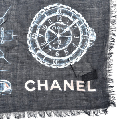 Chanel Cashmere Silk Icon Scarf Blue 3 of 4
