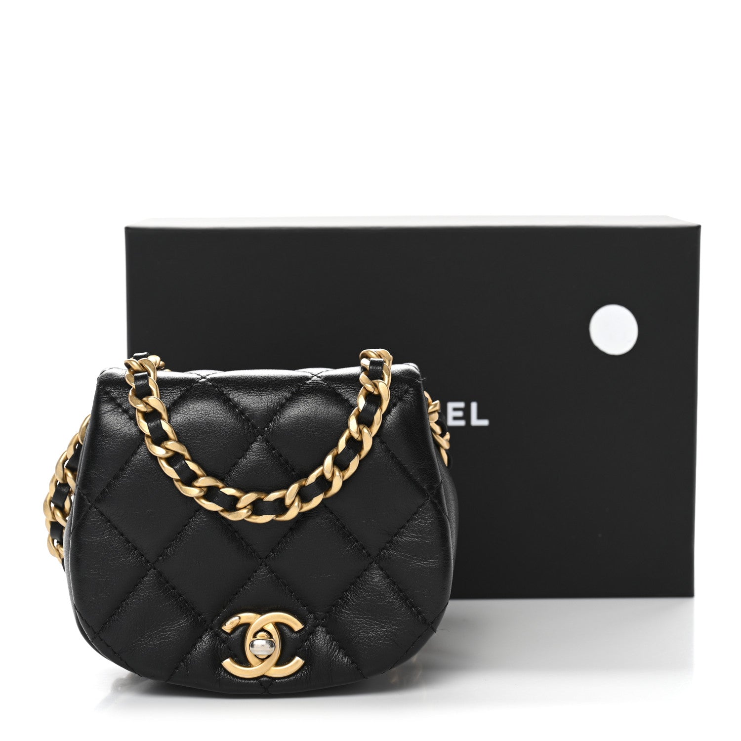 Chanel Calfskin Quilted Mini Coco Mail Clutch With Chain Black 12 of 12