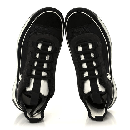 Chanel Velvet Calfskin Mixed Fibers CC Sneakers 38 Black Dark Grey 2 of 10