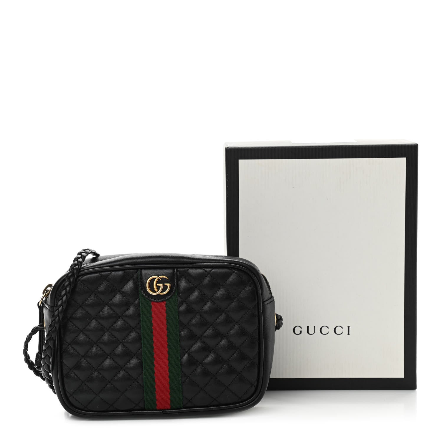 Gucci Calfskin Trapuntata Web Mini GG Shoulder Bag Black 13 of 13