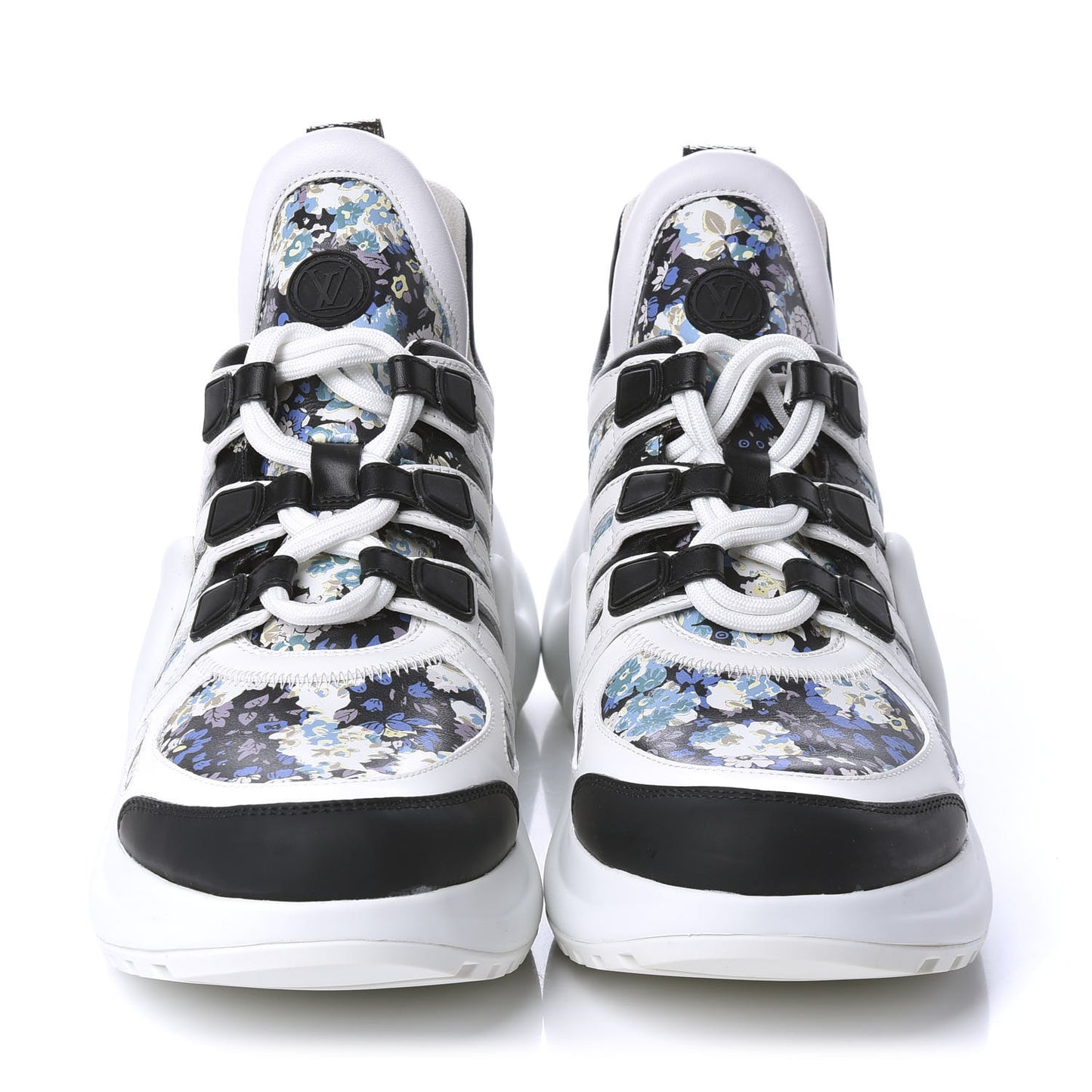 Flower Printed Calfskin Monogram LV Archlight Sneakers 39.5 Black Blue