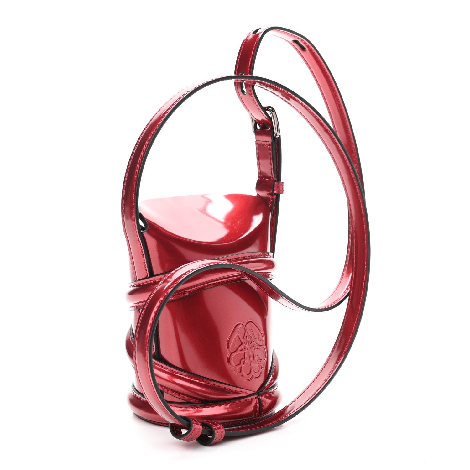Alexander McQueen Metallic Calfskin The Curve Small Shoulder Bag Red 3 of 10