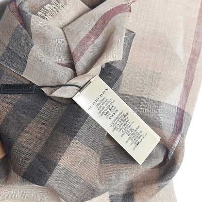 Burberry Wool Silk Gauze Giant Check Scarf Camel 4 of 4