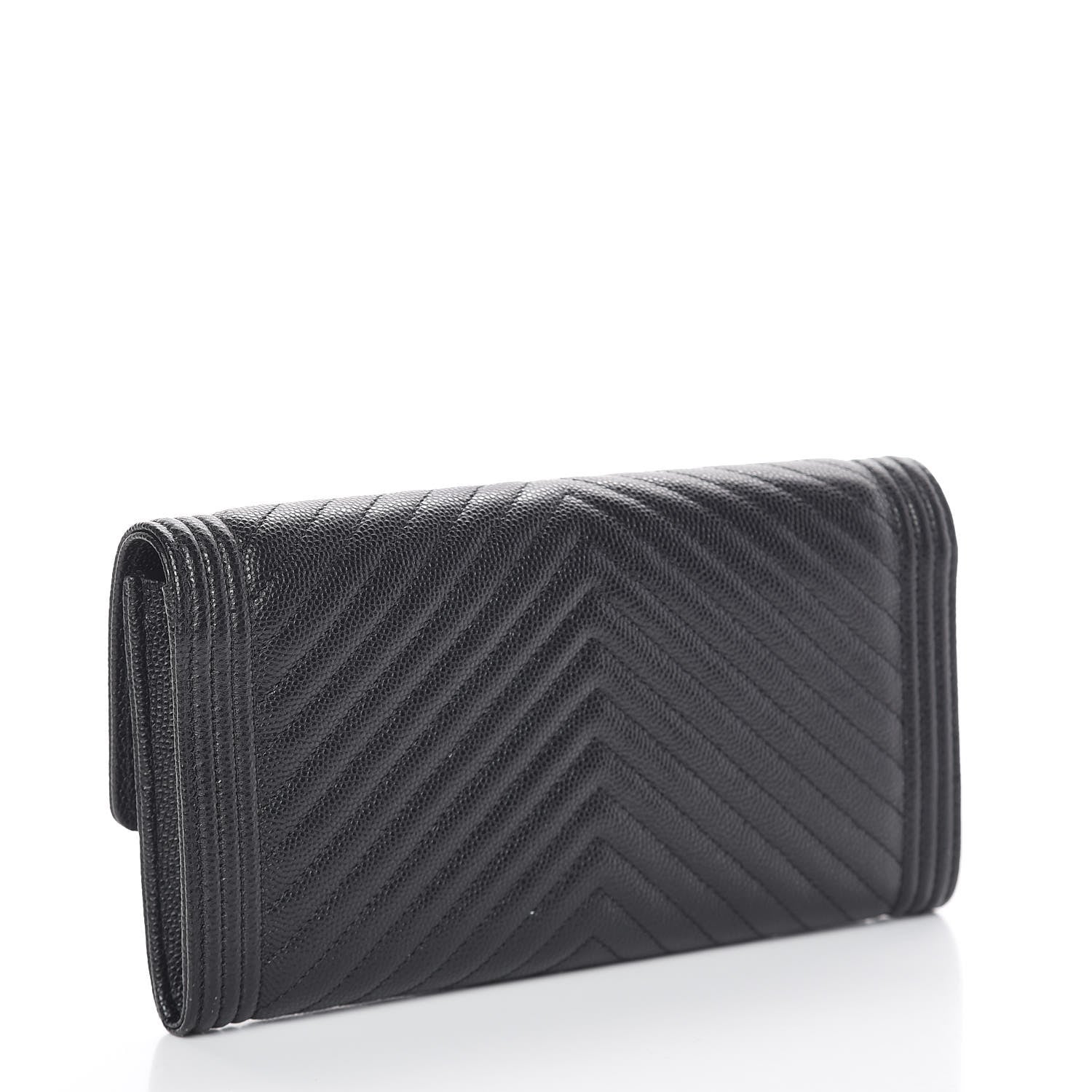 Chanel Caviar Chevron Quilted Large Boy Gusset Flap Wallet Black 3 of 9