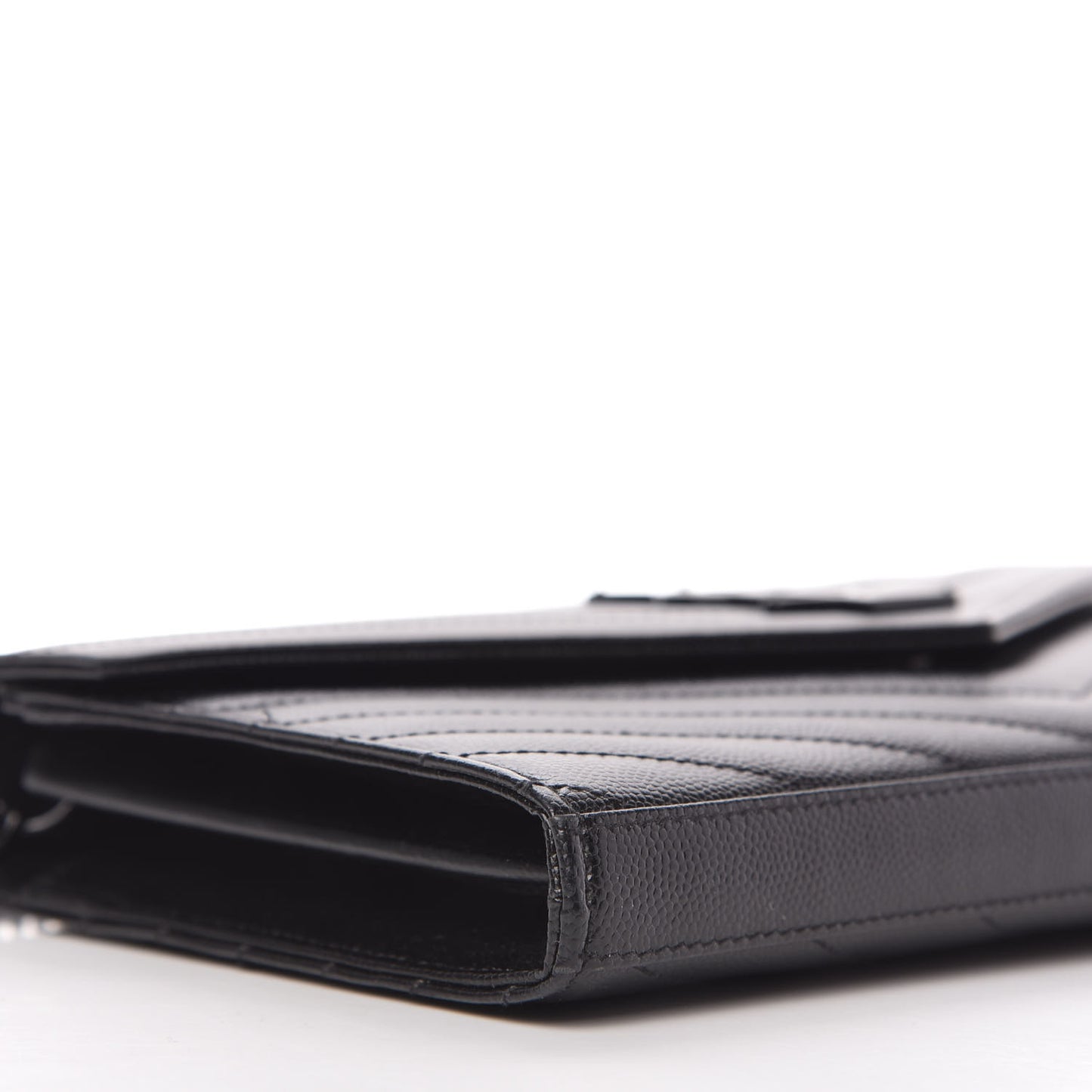 Grain De Poudre Matelasse Chevron Monogram Chain Wallet Black