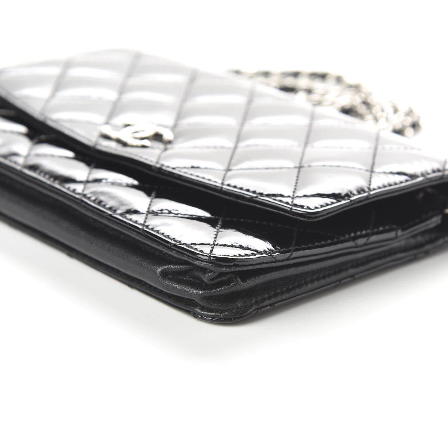 Chanel Patent Quilted Brilliant Wallet On Chain WOC Black 7 of 11