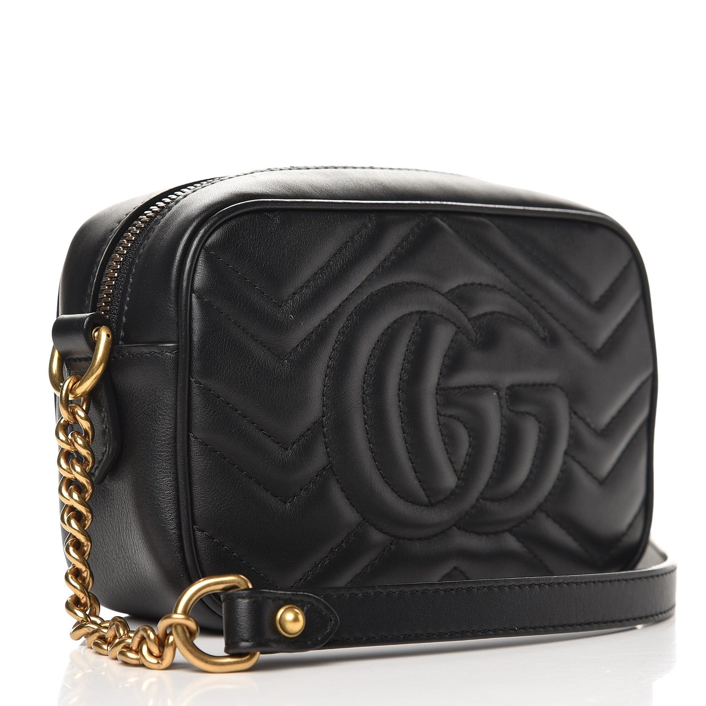 Calfskin Matelasse Mini GG Marmont Chain Shoulder Bag Black