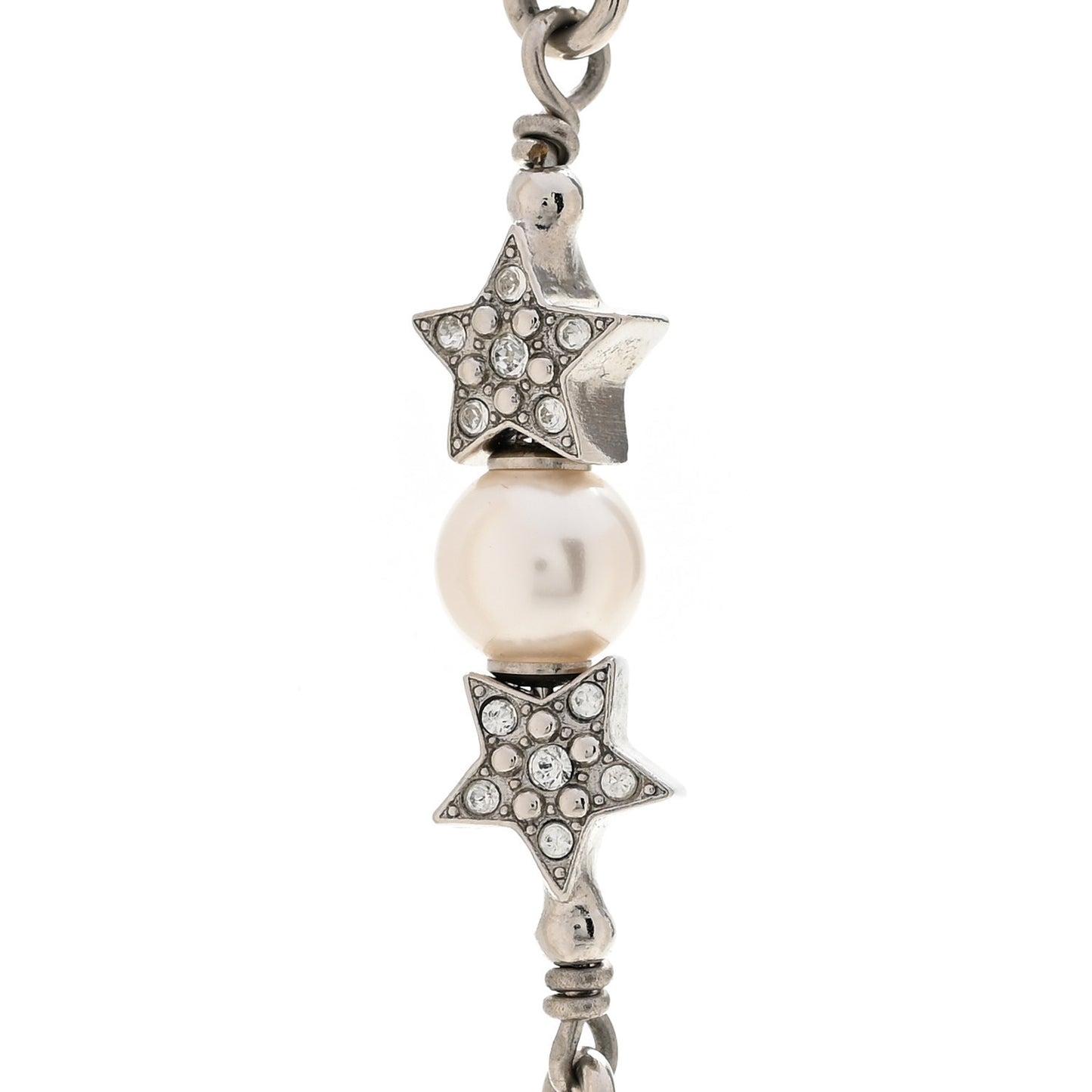 Pearl Crystal CC Starfall Necklace Silver