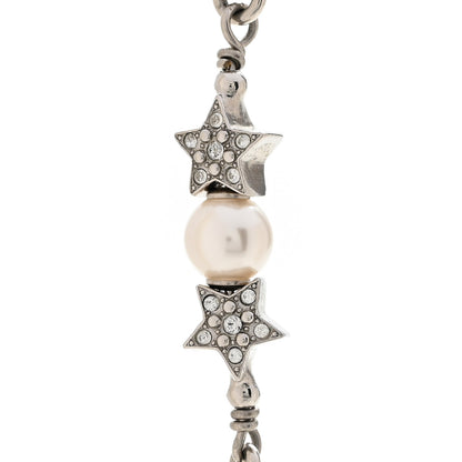 Chanel Pearl Crystal CC Starfall Necklace Silver 4 of 6
