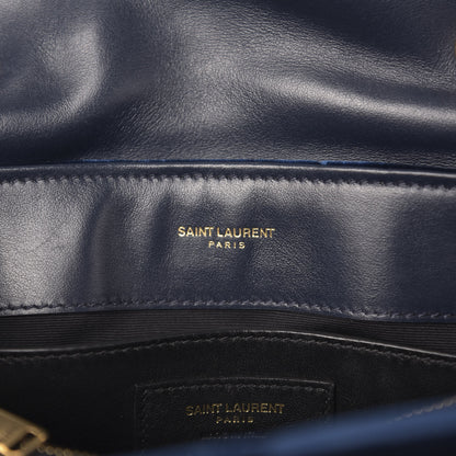 Saint Laurent Velvet Y Quilted Monogram Small Loulou Chain Satchel Medium Blue 6 of 11