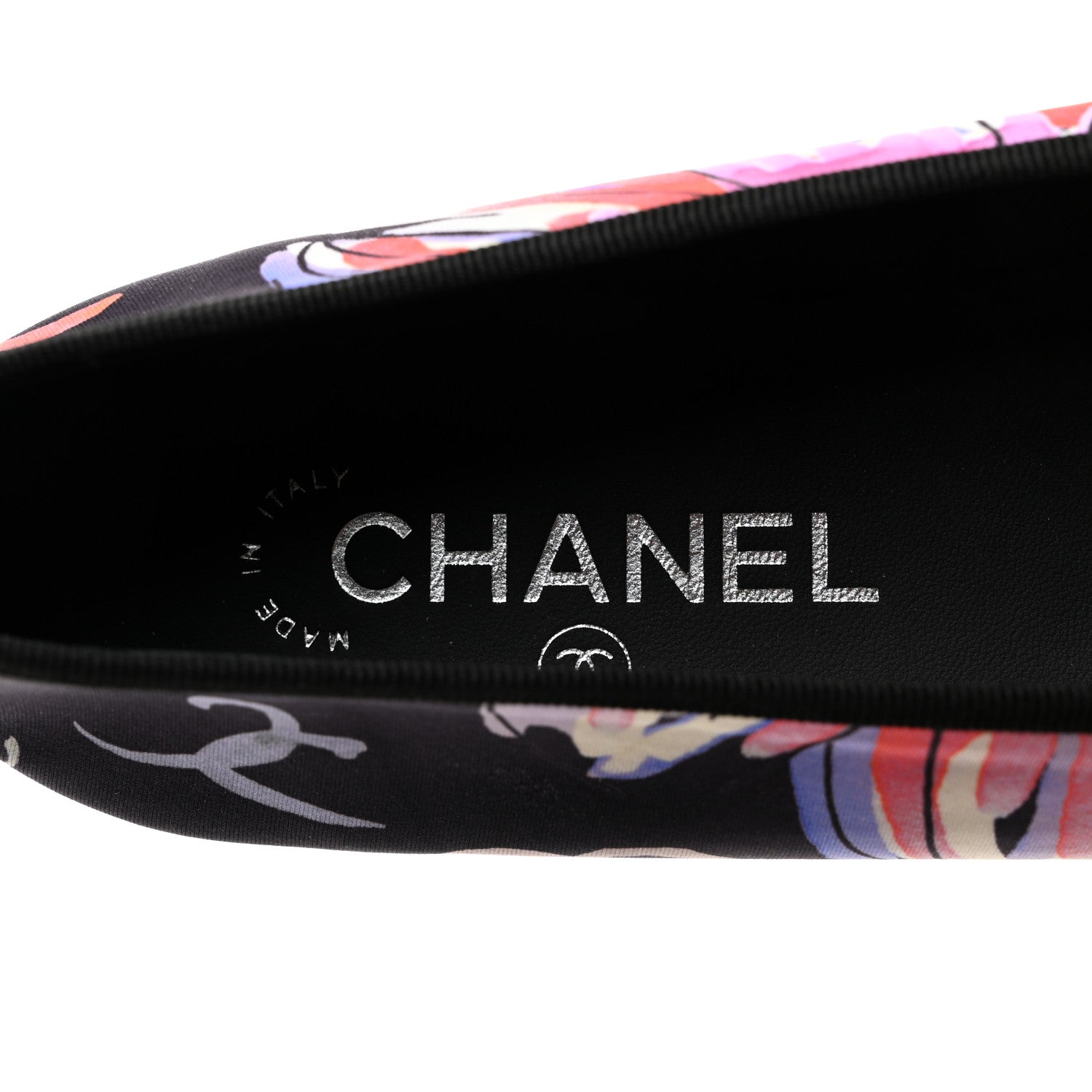 Chanel Printed Stretch Jersey Cap Toe Ballerina Flats 38 Black Multicolor 8 of 10