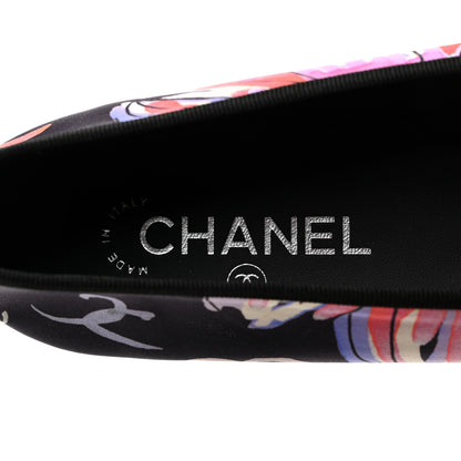 Chanel Printed Stretch Jersey Cap Toe Ballerina Flats 38 Black Multicolor 8 of 10