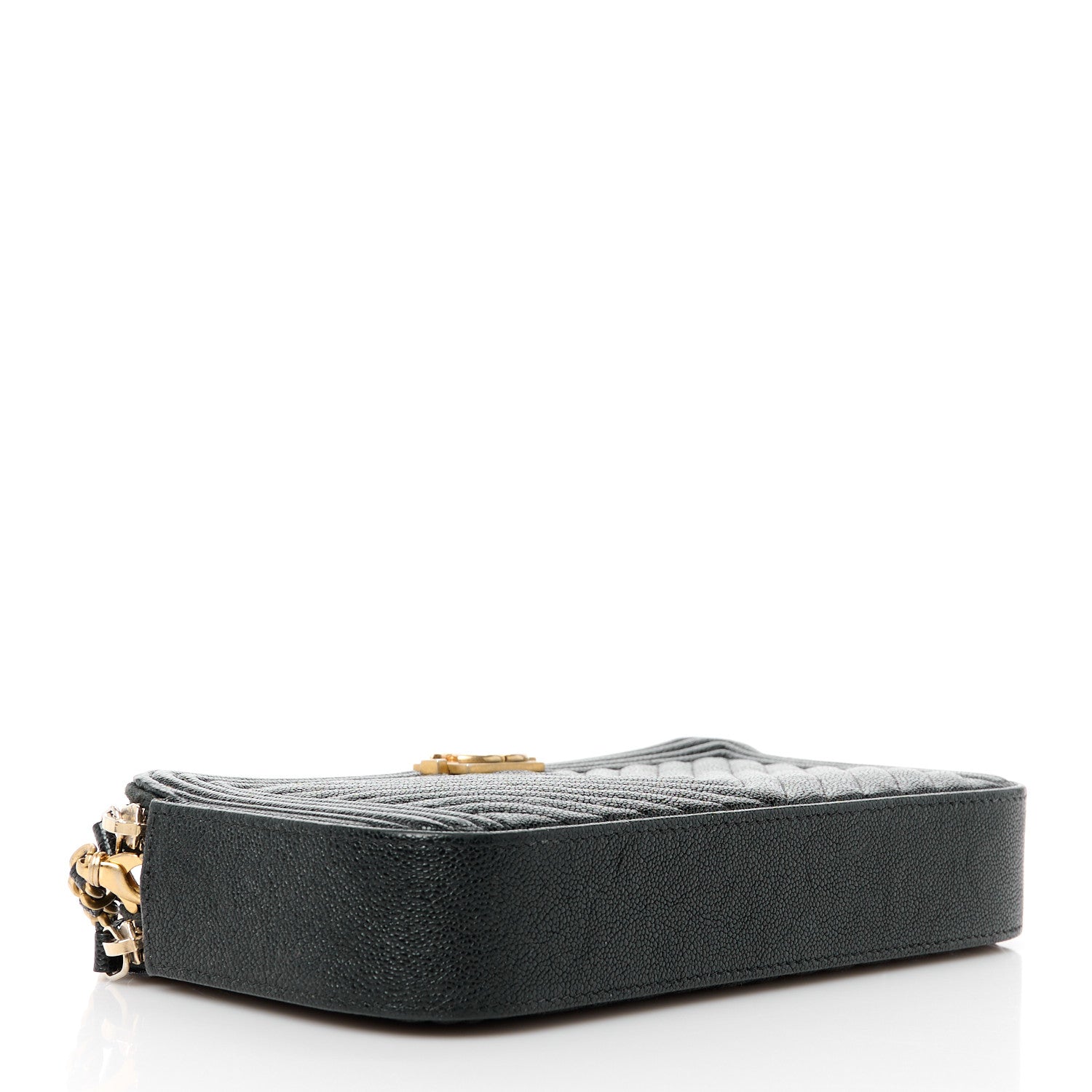 Chanel Caviar Chevron Small Boy Clutch With Chain Black 4 of 14