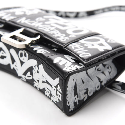 Balenciaga Calfskin Graffiti Hourglass Belt Bag S Black White 7 of 9