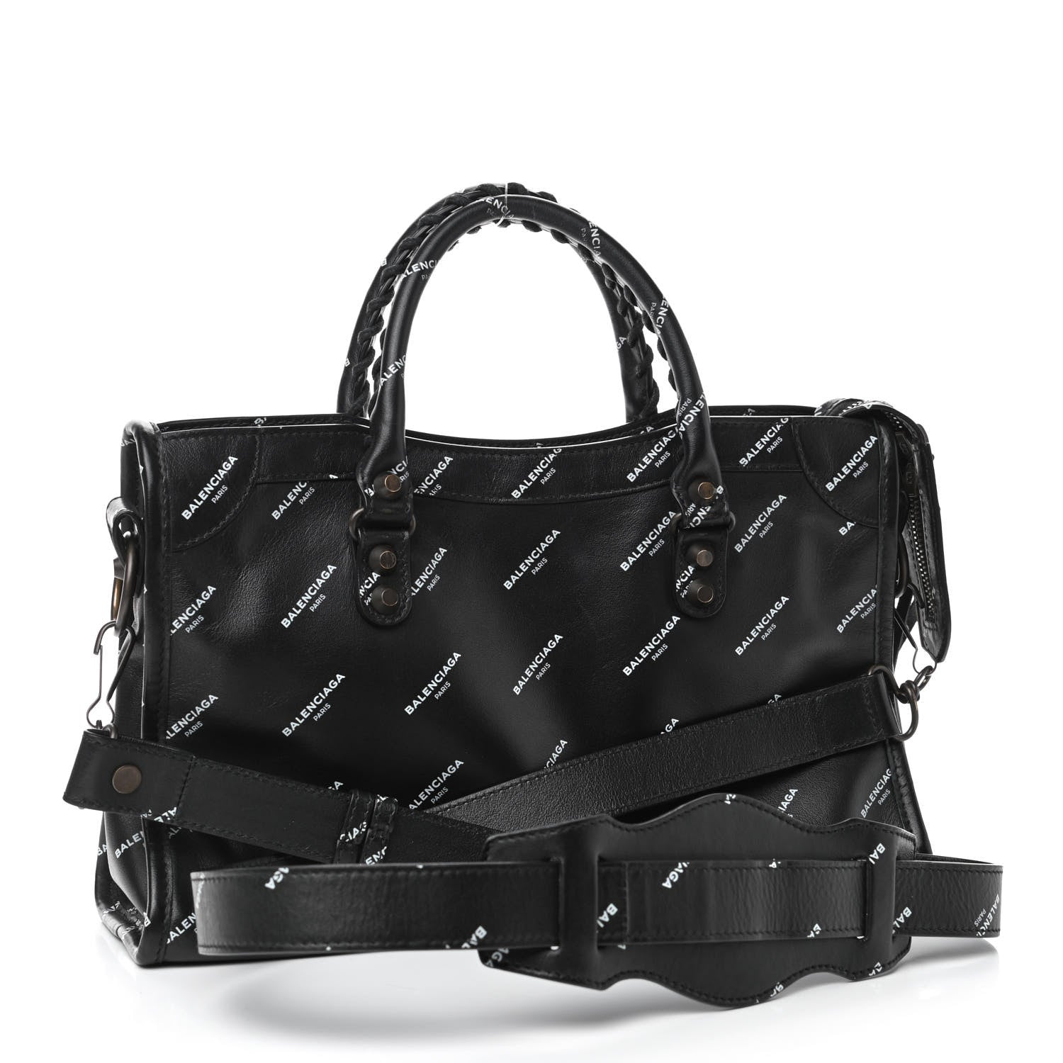 Balenciaga Veau Allover Logo Classic Hardware S City Black White 2 of 4