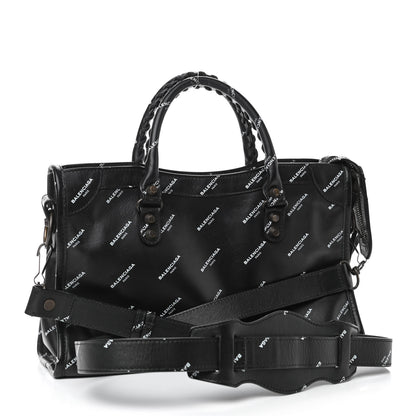 Balenciaga Veau Allover Logo Classic Hardware S City Black White 2 of 4