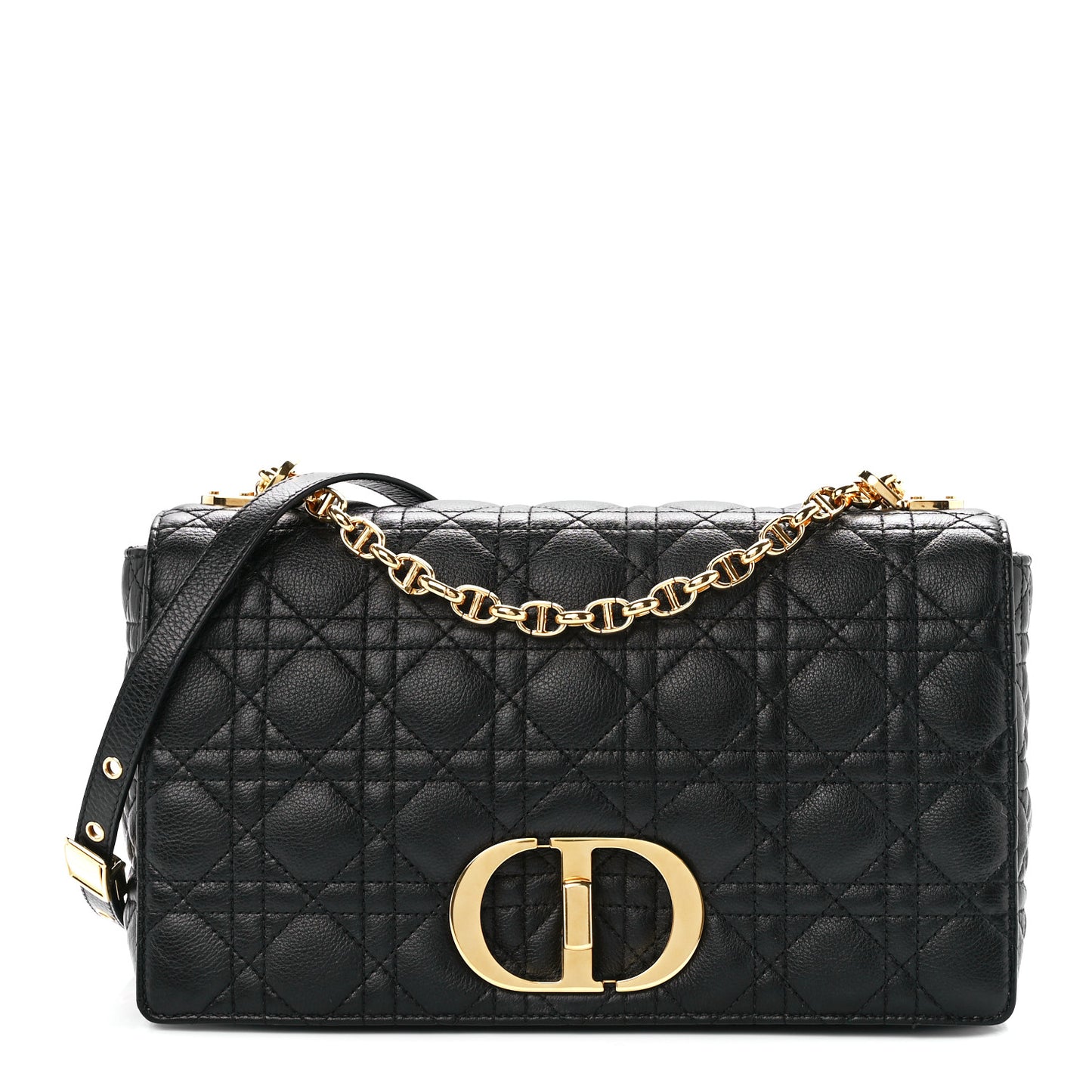 Grained Calfskin Cannage Large Caro Bag Black