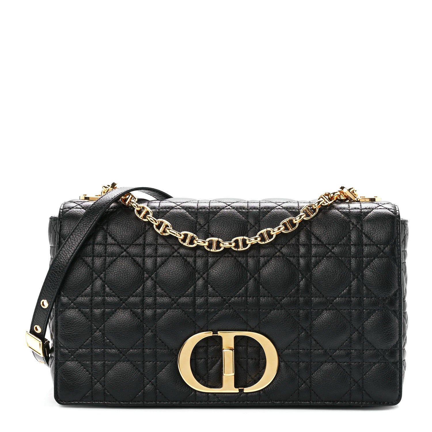Christian Dior Grained Calfskin Cannage Large Caro Bag Black 1 of 12