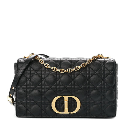Christian Dior Grained Calfskin Cannage Large Caro Bag Black 1 of 12
