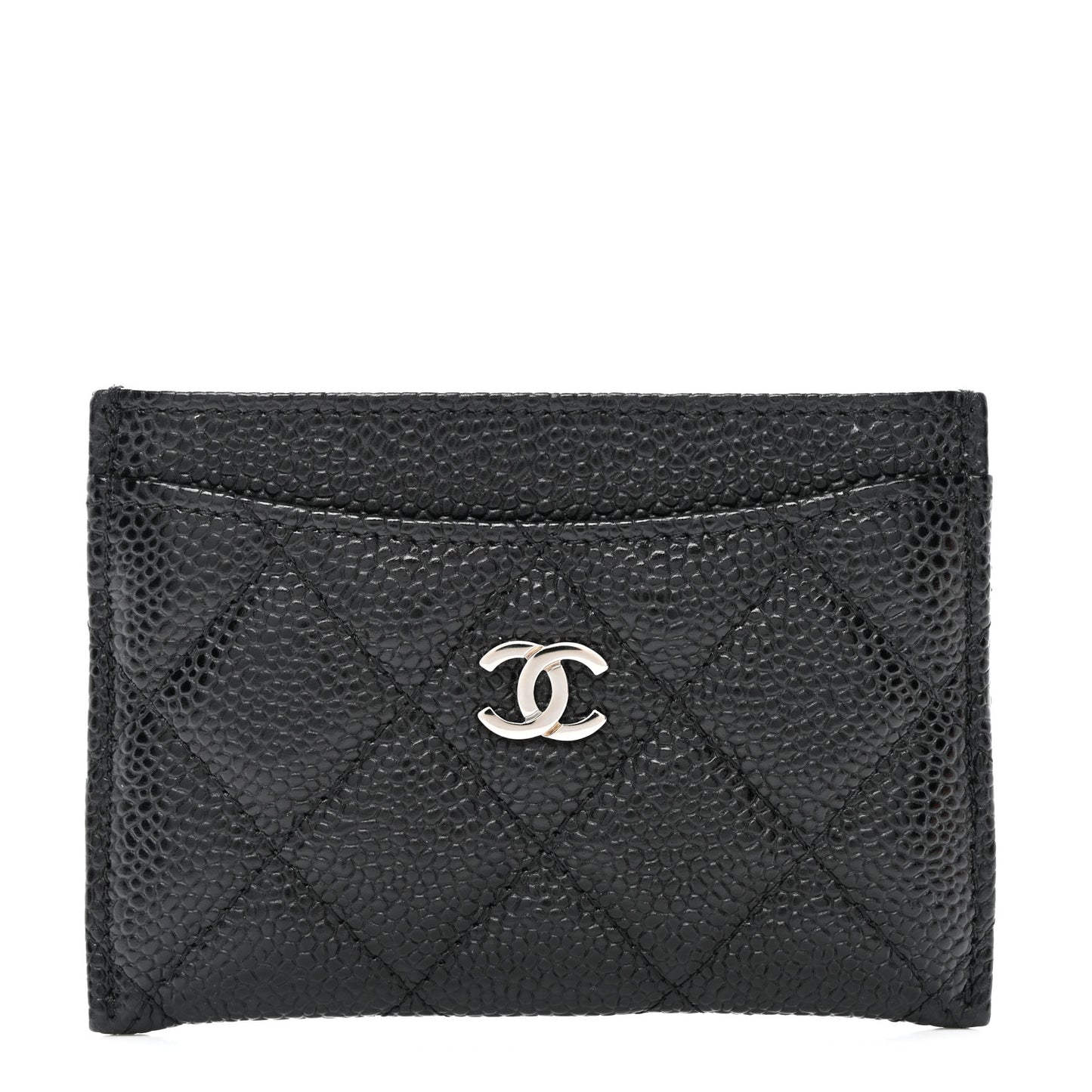 Caviar Quilted Card Holder Black