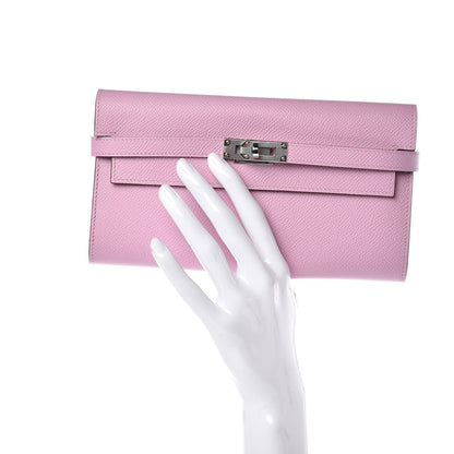 Hermes Epsom Verso Kelly Longue Wallet Mauve Sylvestre Jaune de Naples 2 of 19