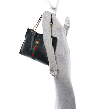 Gucci Calfskin Maxi Rajah Chain Tote Black 2 of 12