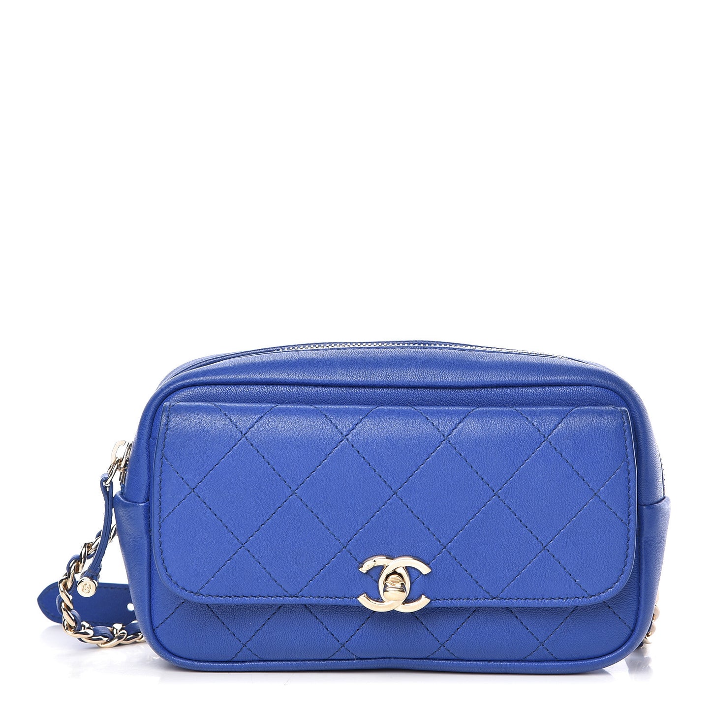 Calfskin Casual Trip Waist Bag Blue