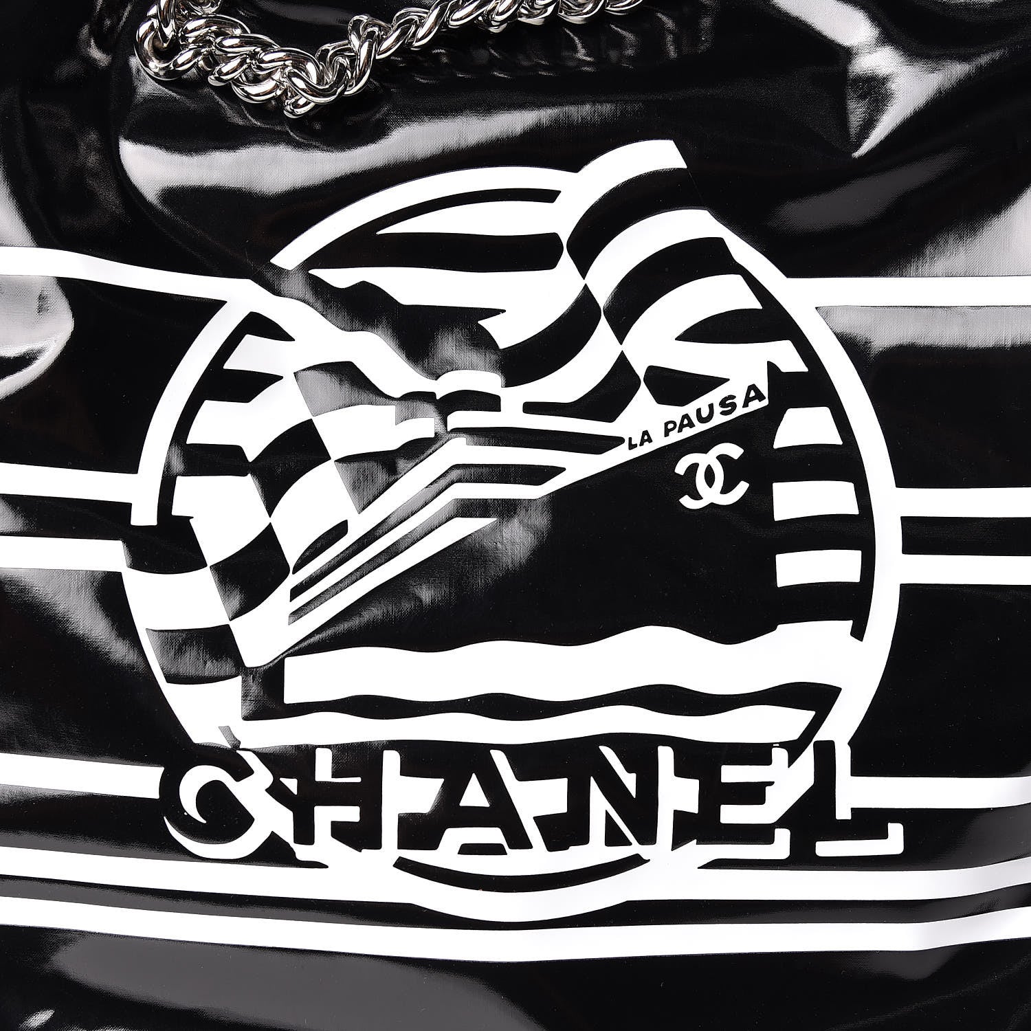 Chanel Vinyl Large La Pausa Bay Shopping Bag Black 8 of 10