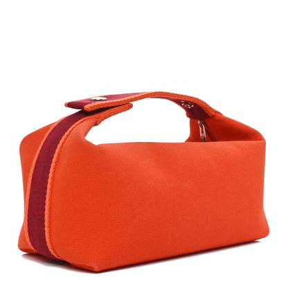 Hermes Canvas Small Bride-A-Brac Pouch Orange Burgundy 3 of 9