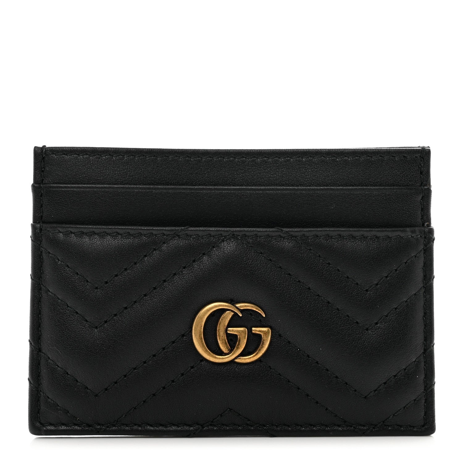 Gucci Calfskin Matelasse GG Marmont Card Holder Black 1 of 6