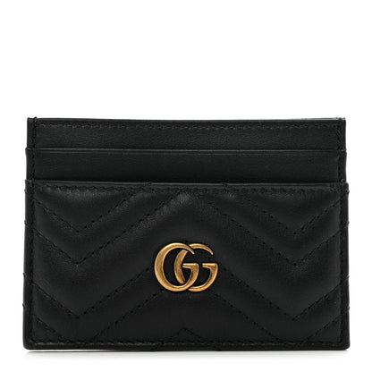 Gucci Calfskin Matelasse GG Marmont Card Holder Black 1 of 6