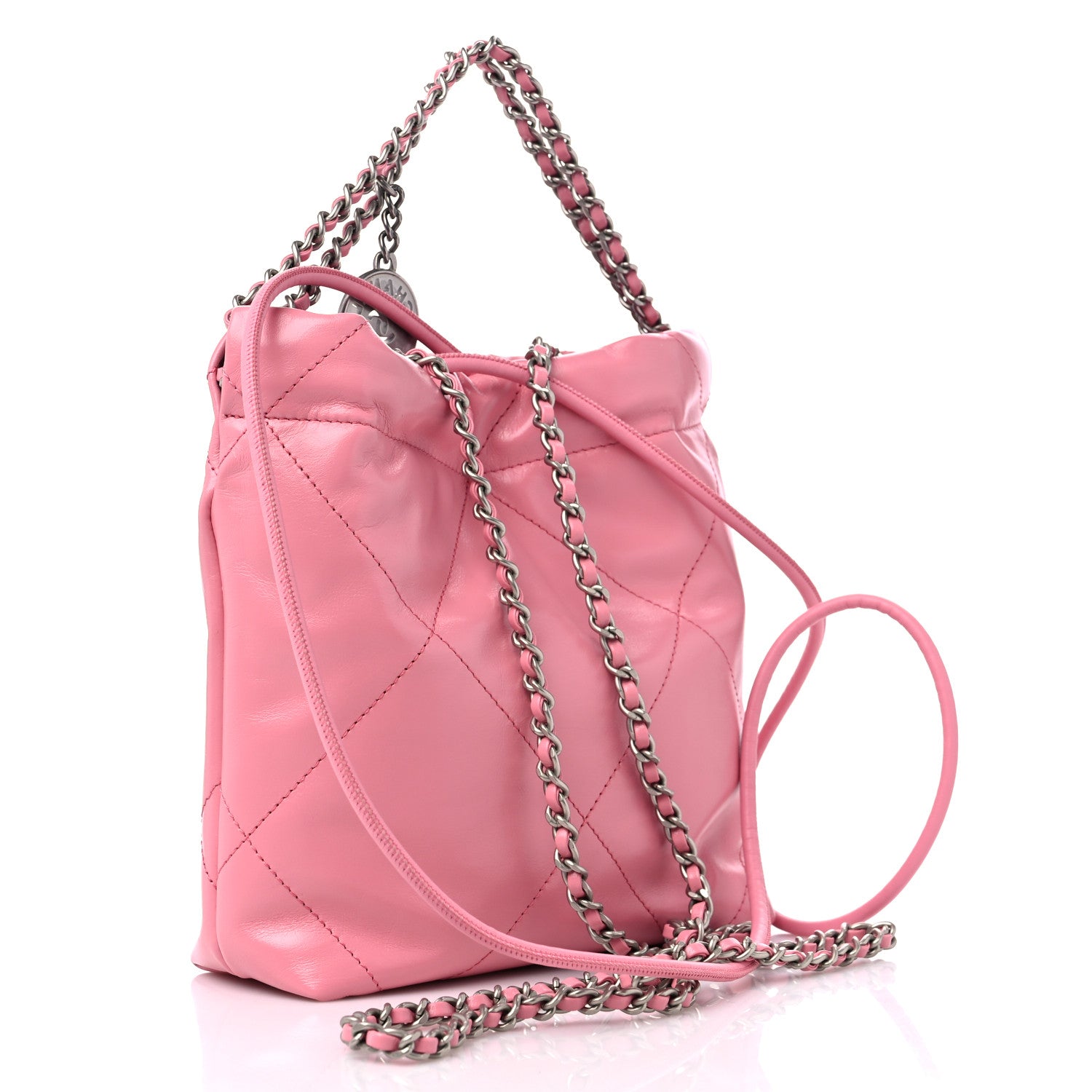 Chanel Shiny Calfskin Quilted Mini Chanel 22 Pink 3 of 10