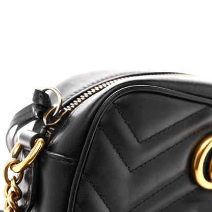 Gucci Calfskin Matelasse Mini GG Marmont Chain Shoulder Bag Black 11 of 14